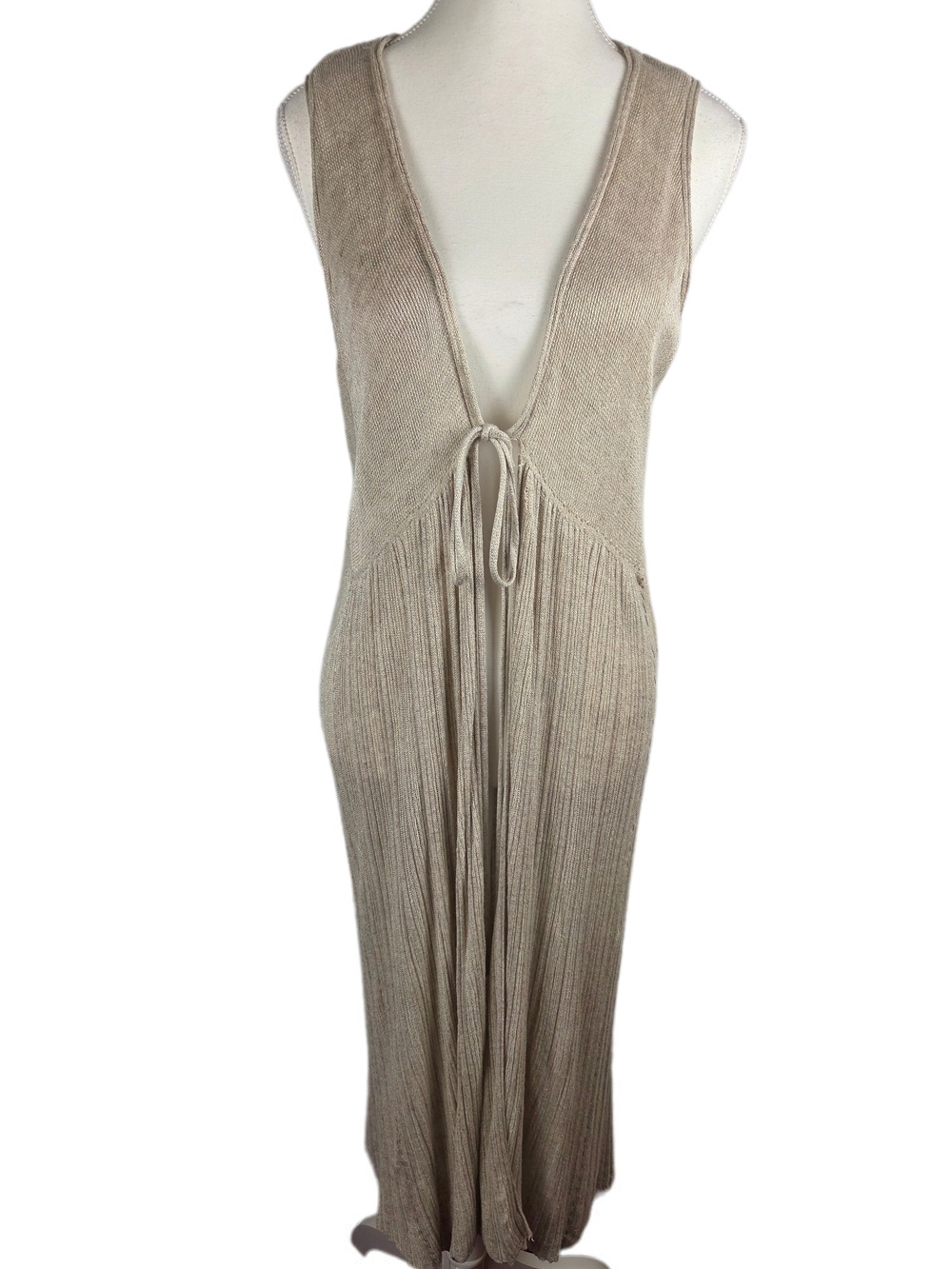 Sleeveless Duster Cardigan Beige